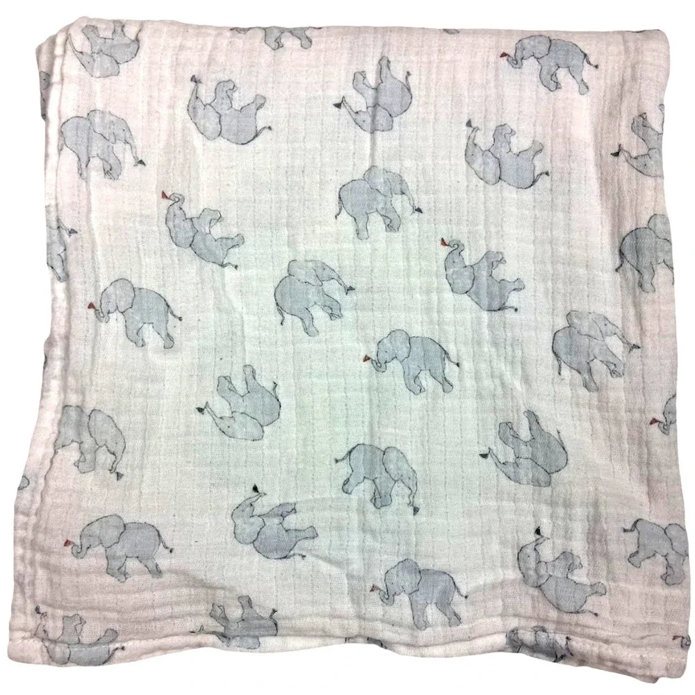 Aden + Anais White Elehant Flag Cotton Swaddle Blanket Baby 42x42 Breathable